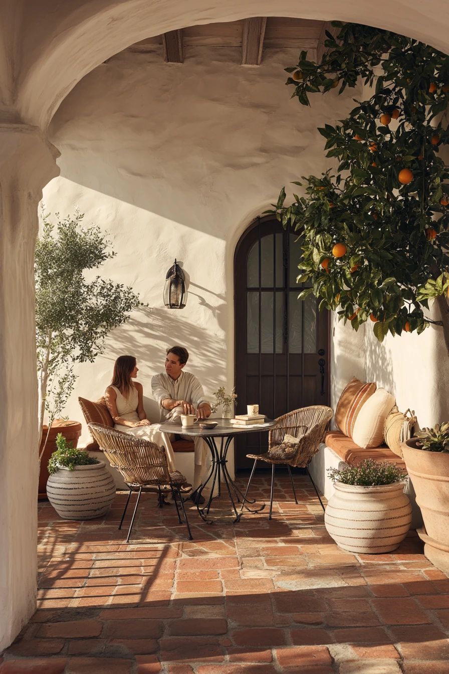 Morning Coffee on a Courtyard Patio