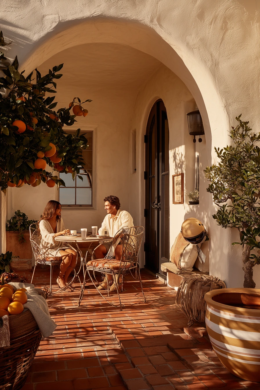 Morning Coffee on a Courtyard Patio