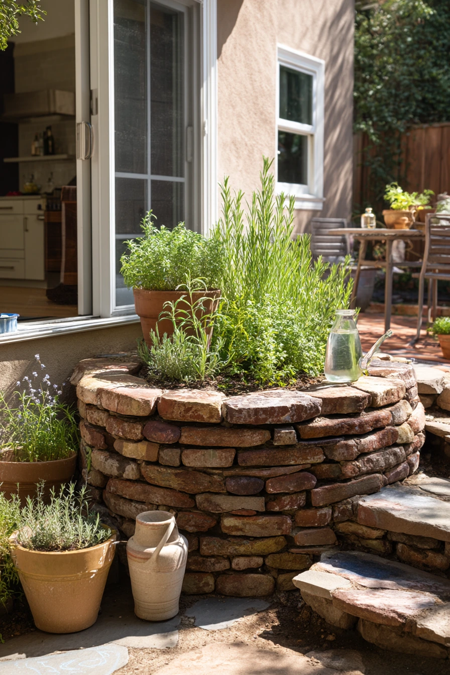Compact Spiral Herb Garden by the Kitchen Door