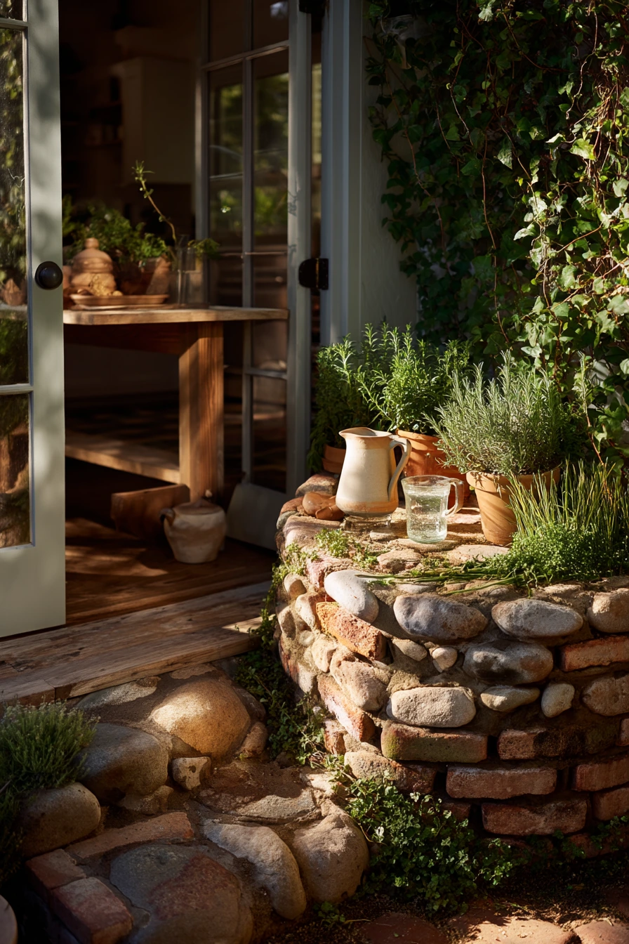 Compact Spiral Herb Garden by the Kitchen Door