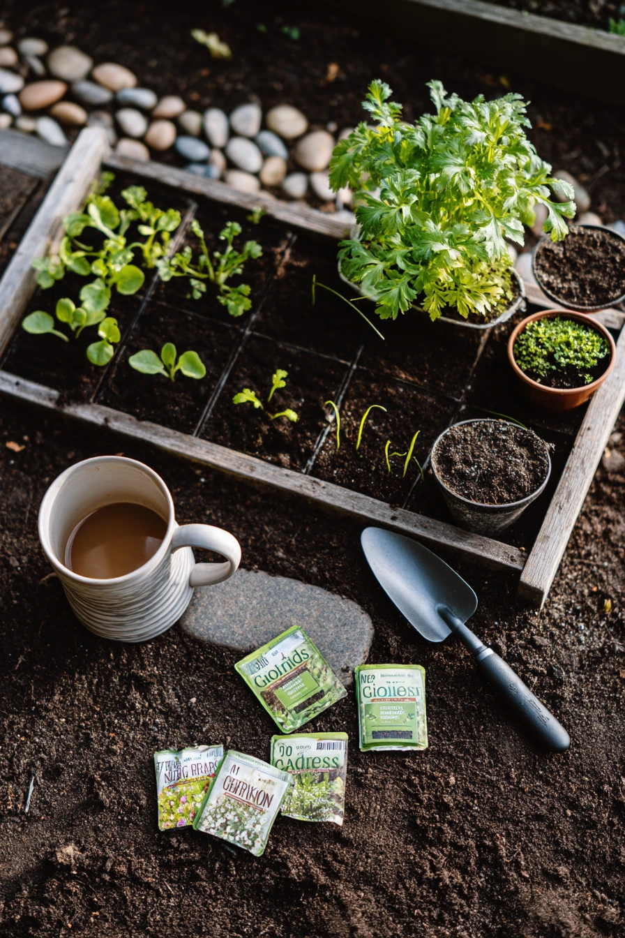 Seasonal Spring Planting in a Spiral Bed