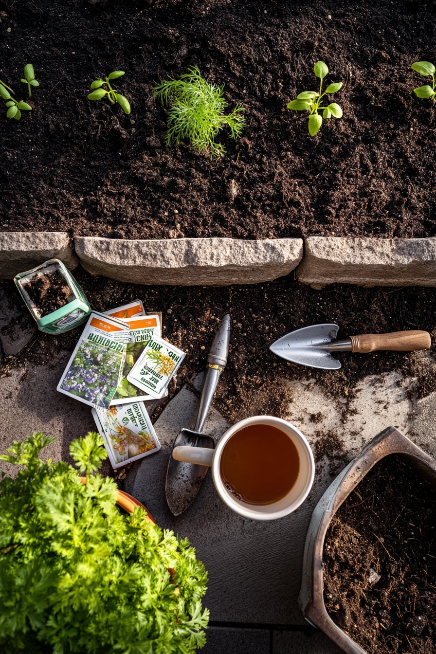 Seasonal Spring Planting in a Spiral Bed