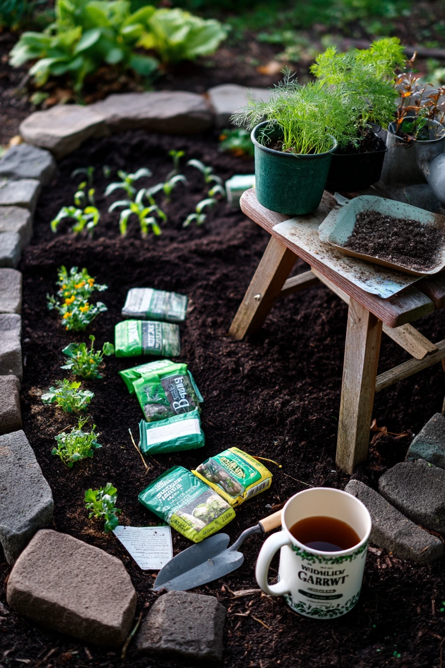 Seasonal Spring Planting in a Spiral Bed