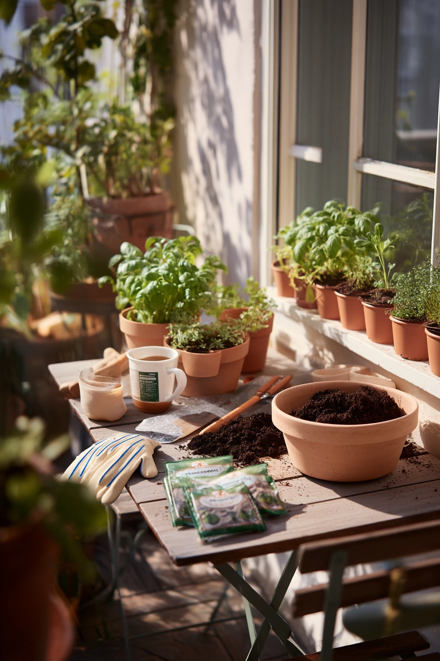 1. Small Patio Herb Corner
