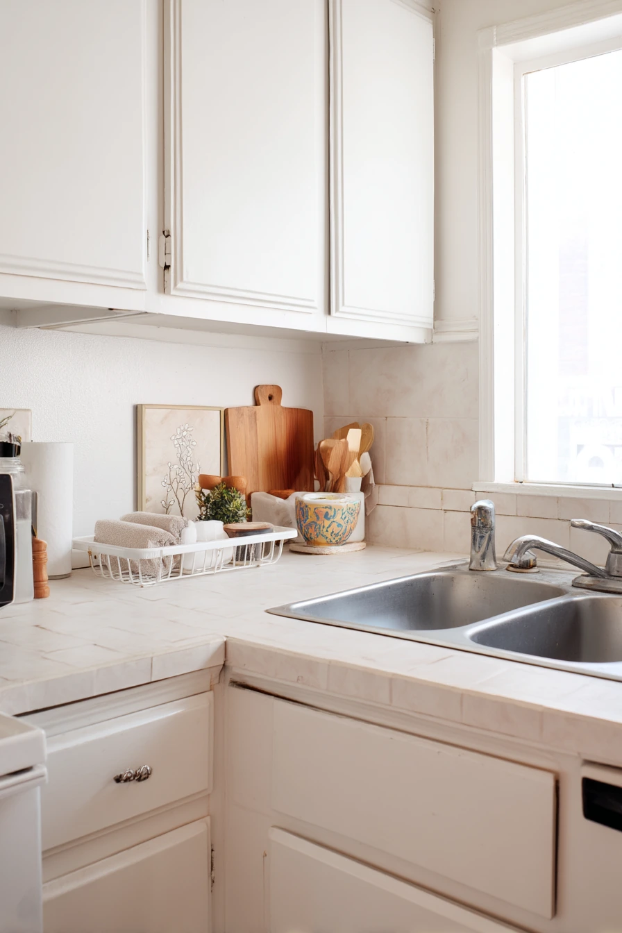 Budget-Friendly Rental Kitchen with Stone-Look Upgrade