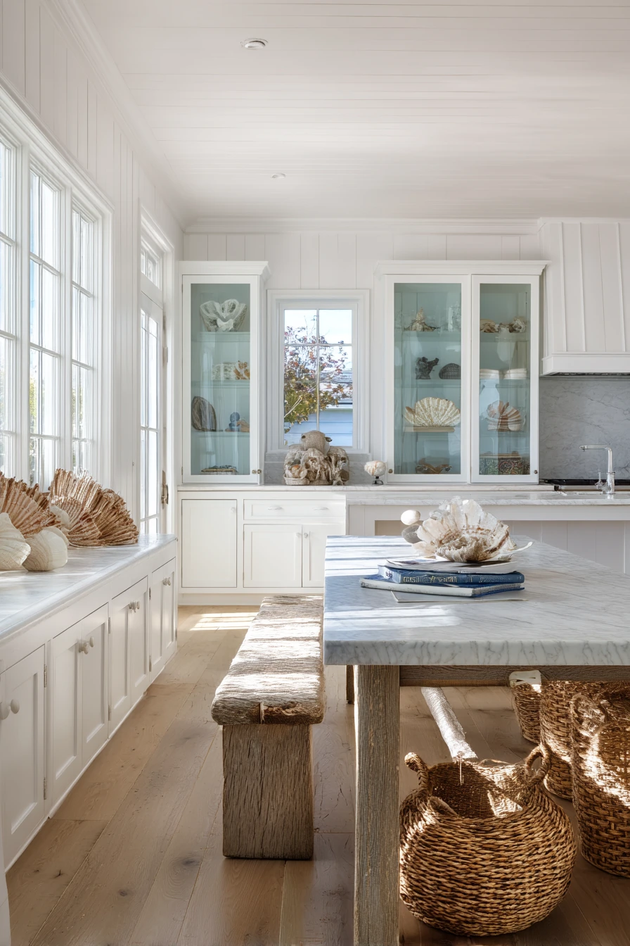 Coastal Kitchen with Honed Limestone and Family Noise