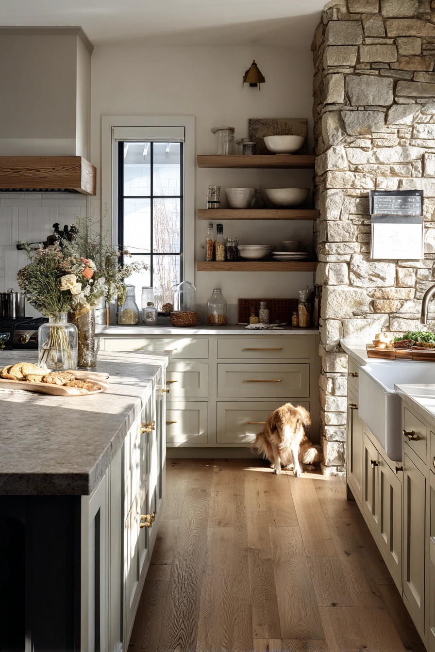 Farmhouse Kitchen with Thick Stone and Daily Rituals