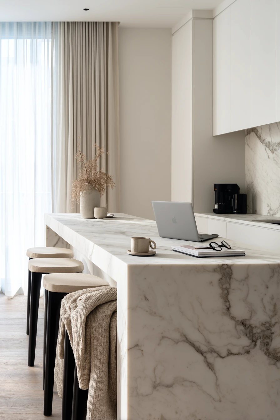 Minimal Luxury Kitchen with Monolithic Stone Details