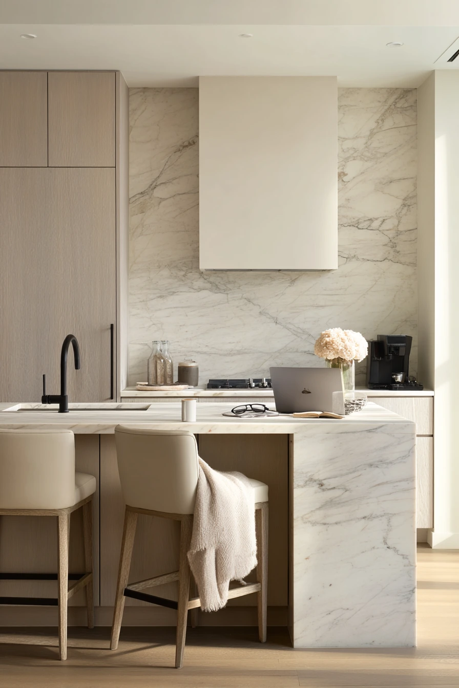 Minimal Luxury Kitchen with Monolithic Stone Details