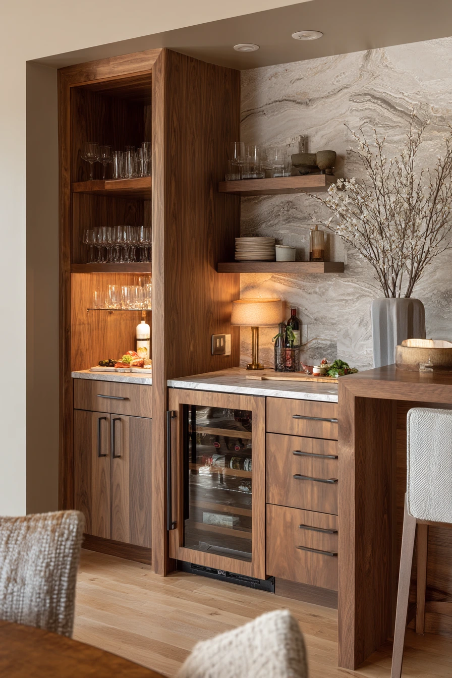 Entertaining Kitchen with Stone Bar and Soft Glow