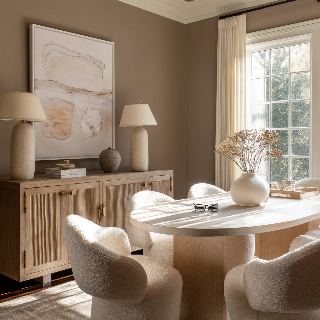 Elegant Everyday Tan and White Dining Room