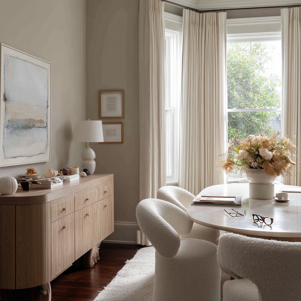 Elegant Everyday Tan and White Dining Room