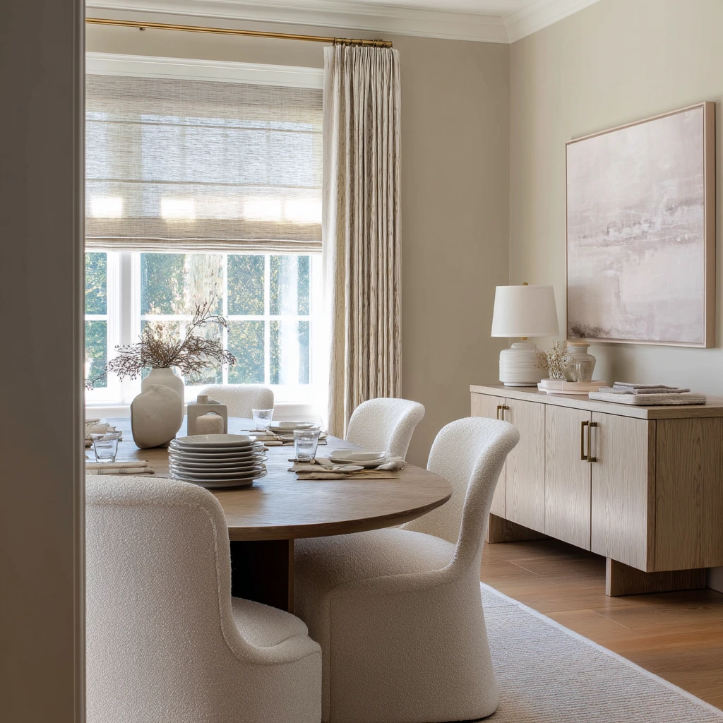 Elegant Everyday Tan and White Dining Room