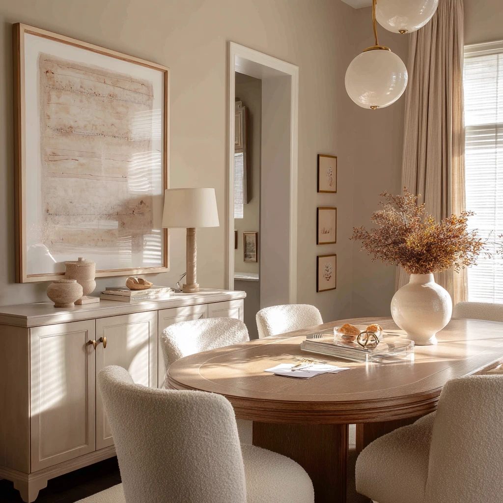Elegant Everyday Tan and White Dining Room