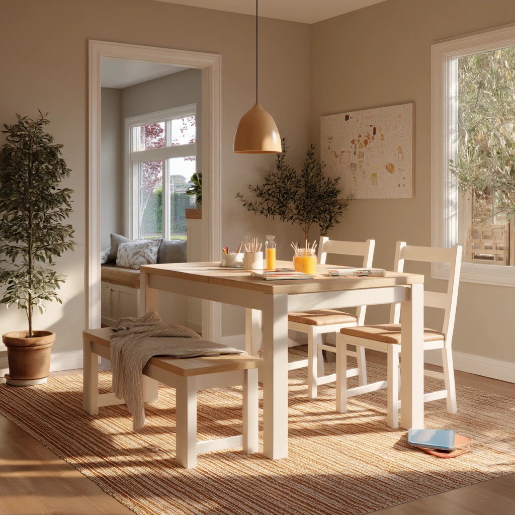 After-School Tan and White Dining Room