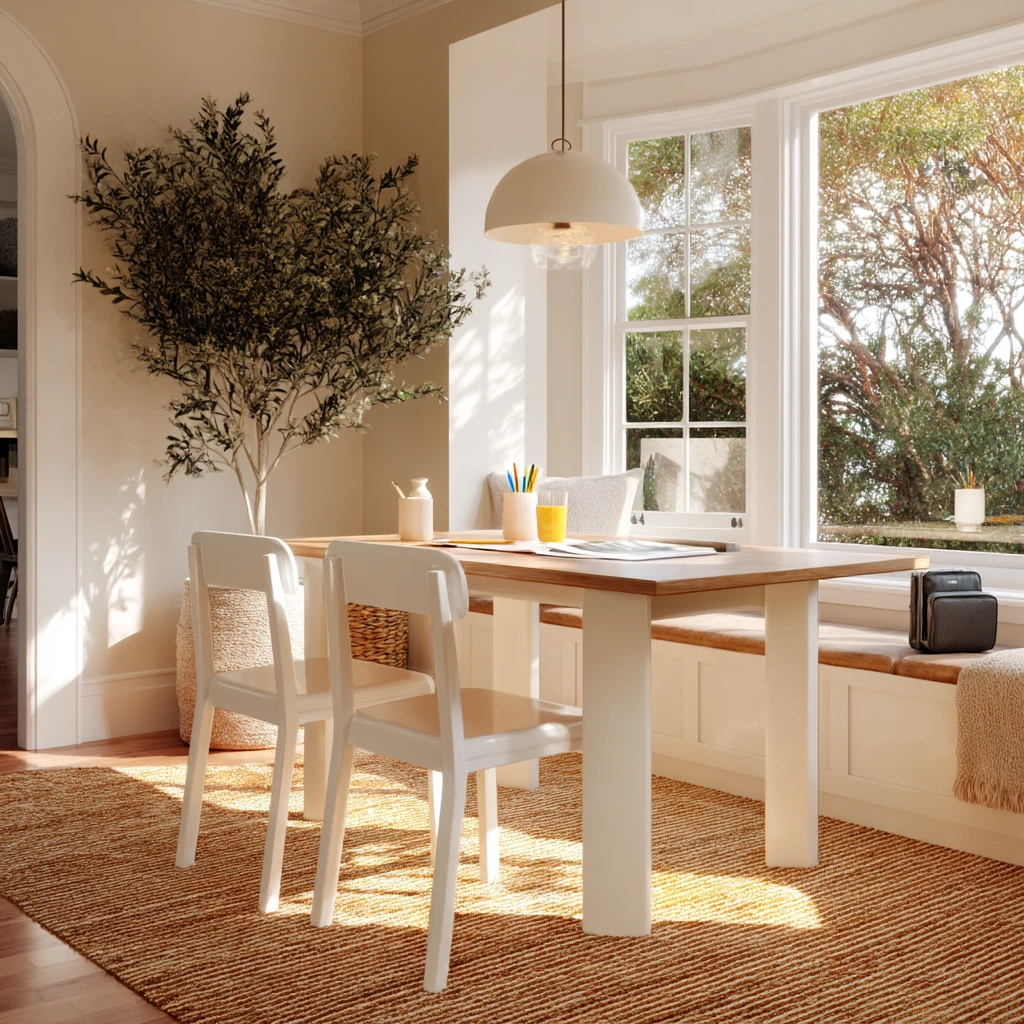 After-School Tan and White Dining Room