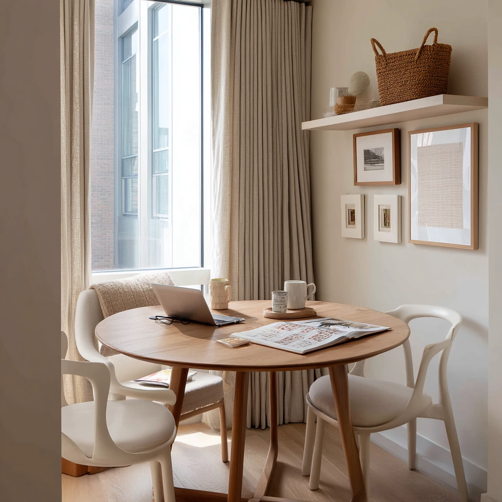 Small-Space Tan and White Dining Nook