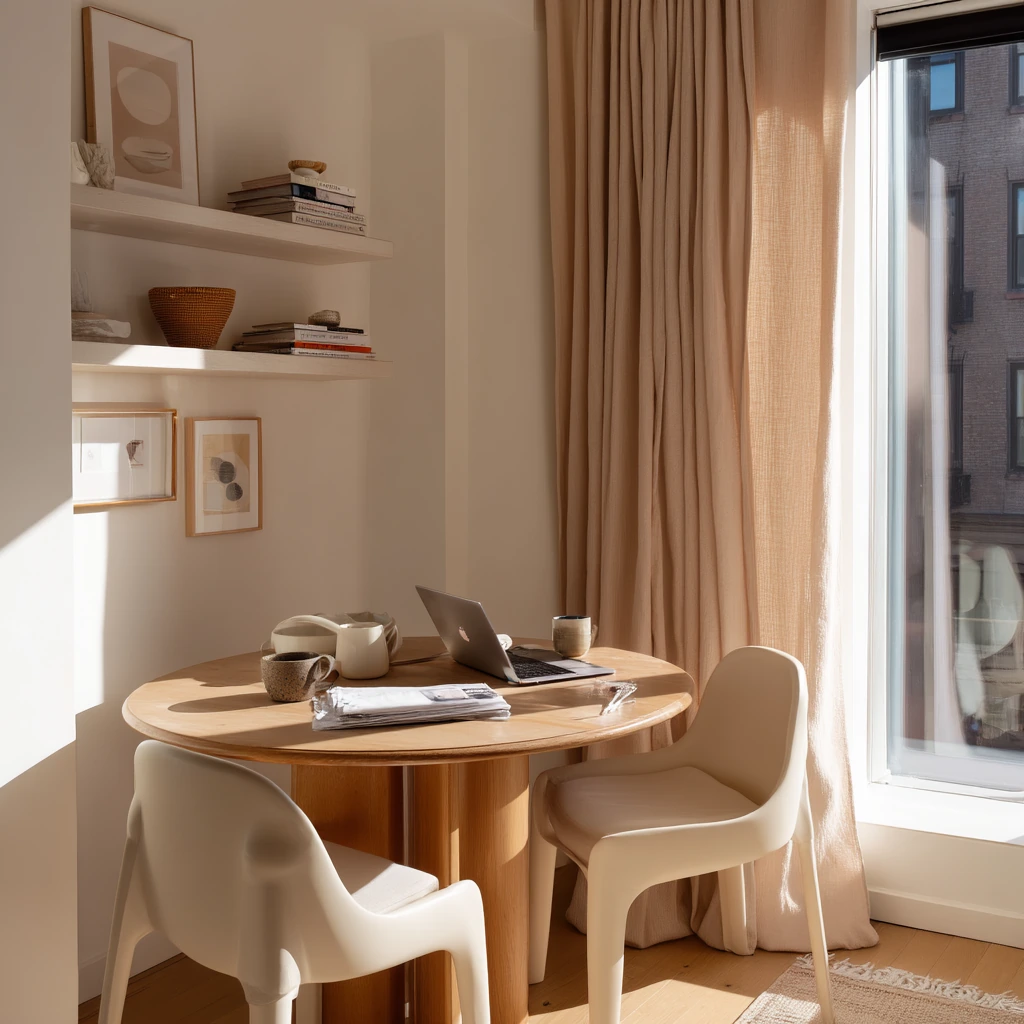 Small-Space Tan and White Dining Nook