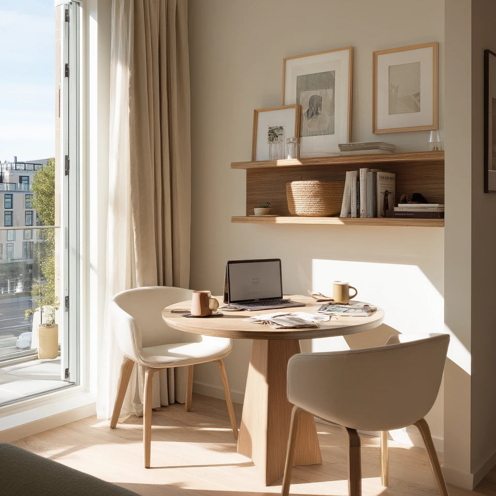 Small-Space Tan and White Dining Nook