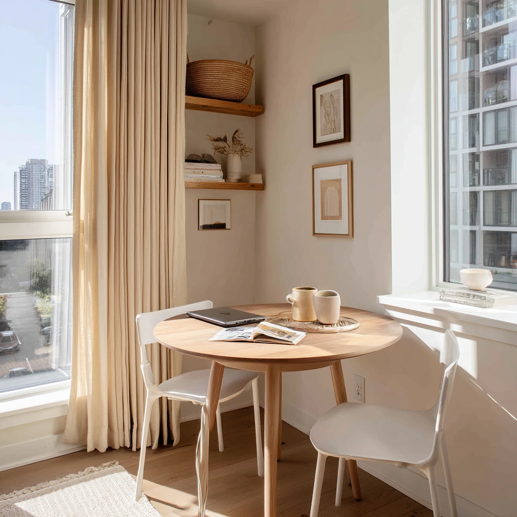 Small-Space Tan and White Dining Nook