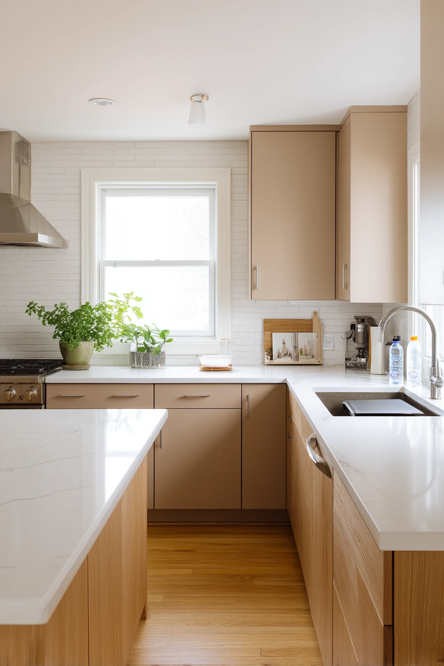 Busy Weeknight Kitchen with Meal Prep and Calm Neutrals