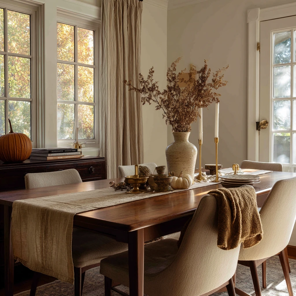 Cozy Autumn Tan Dining Setup