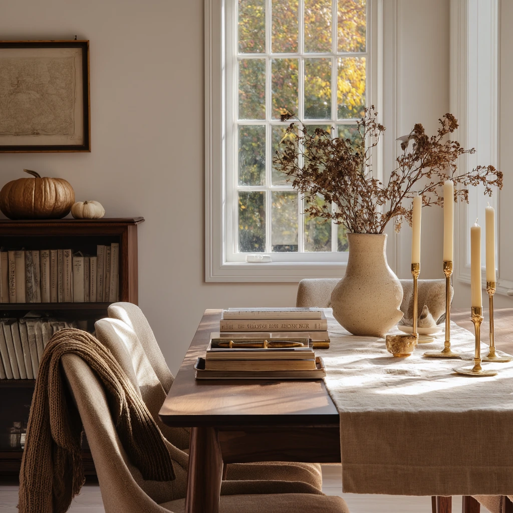 Cozy Autumn Tan Dining Setup