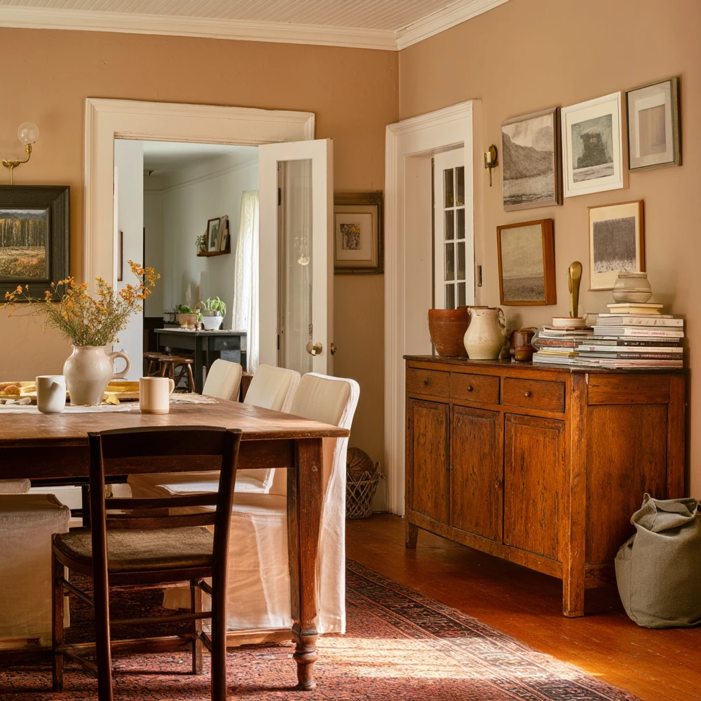 Tan Dining Room with Vintage Character