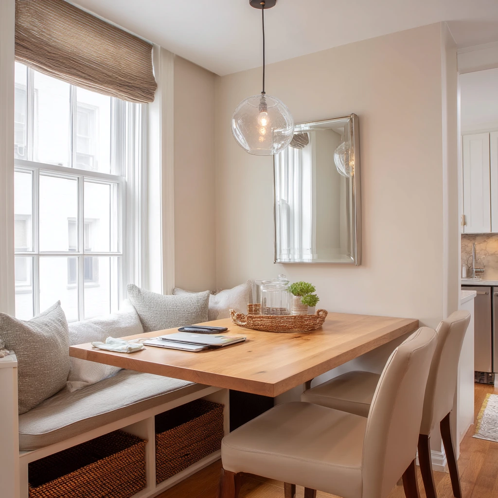 Small-Space Tan Dining Solution