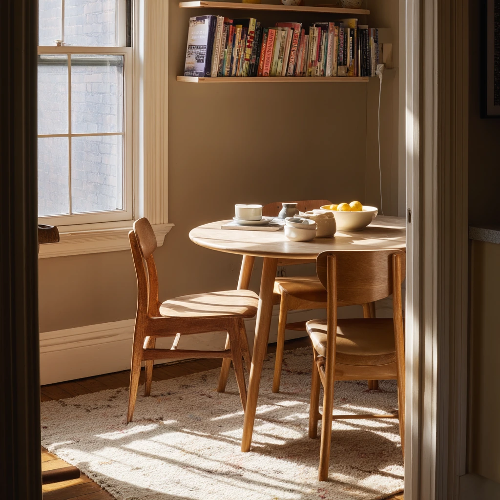 Renter-Friendly Tan Apartment Dining Corner