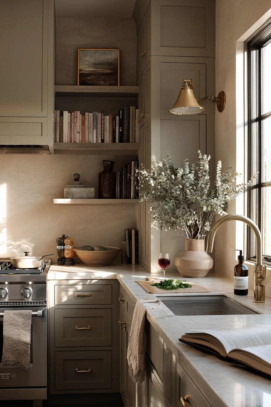 Taupe Kitchen for a Couple Who Loves Cooking