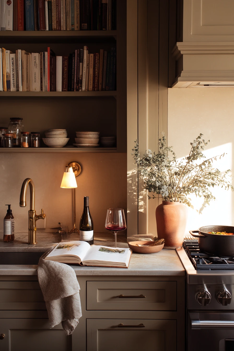 Taupe Kitchen for a Couple Who Loves Cooking