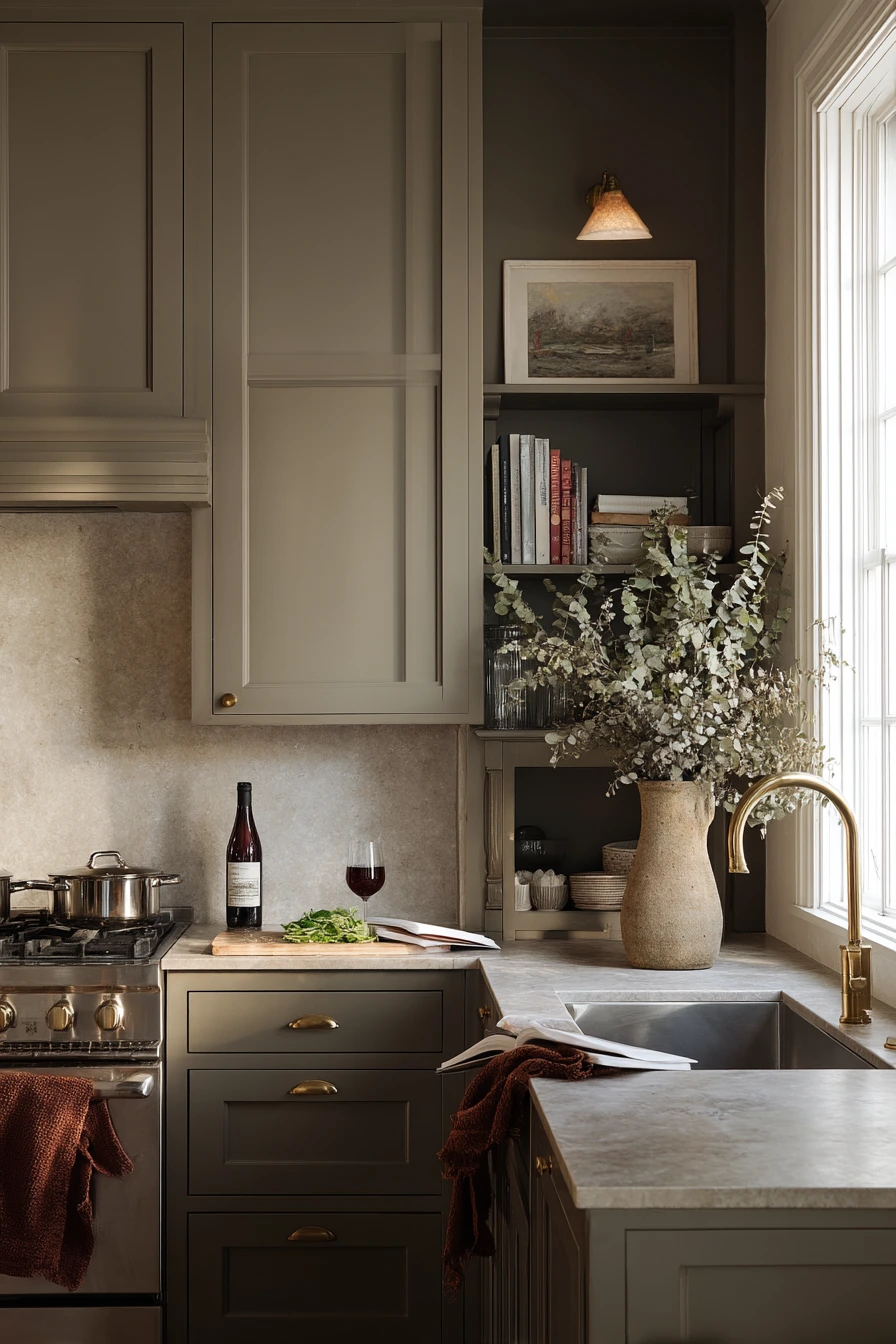 Taupe Kitchen for a Couple Who Loves Cooking
