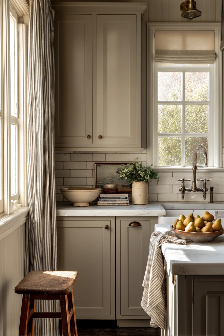 Taupe Kitchen with Layered Cottage Warmth