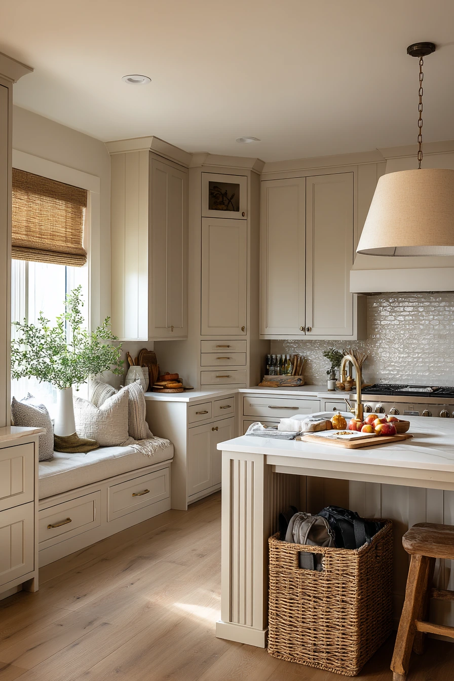 Taupe Kitchen at Golden Hour After School