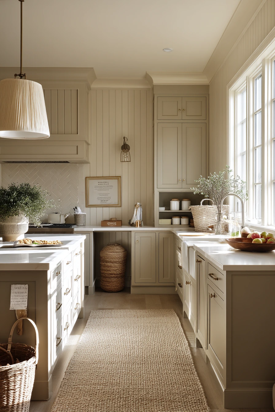 Taupe Kitchen at Golden Hour After School