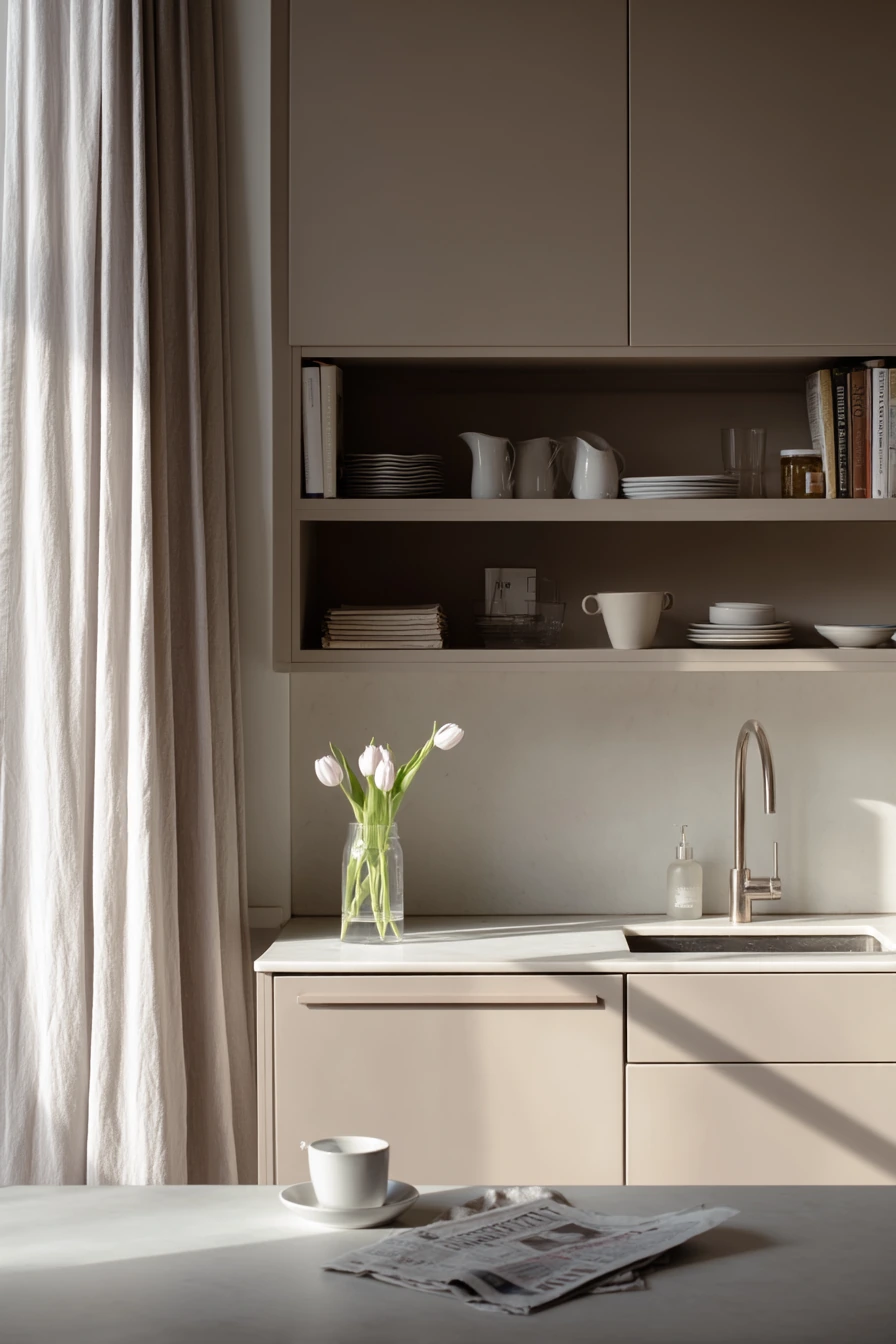 Taupe Kitchen with Scandinavian Calm