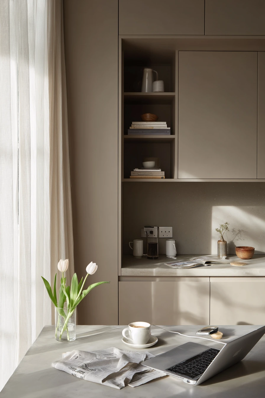 Taupe Kitchen with Scandinavian Calm
