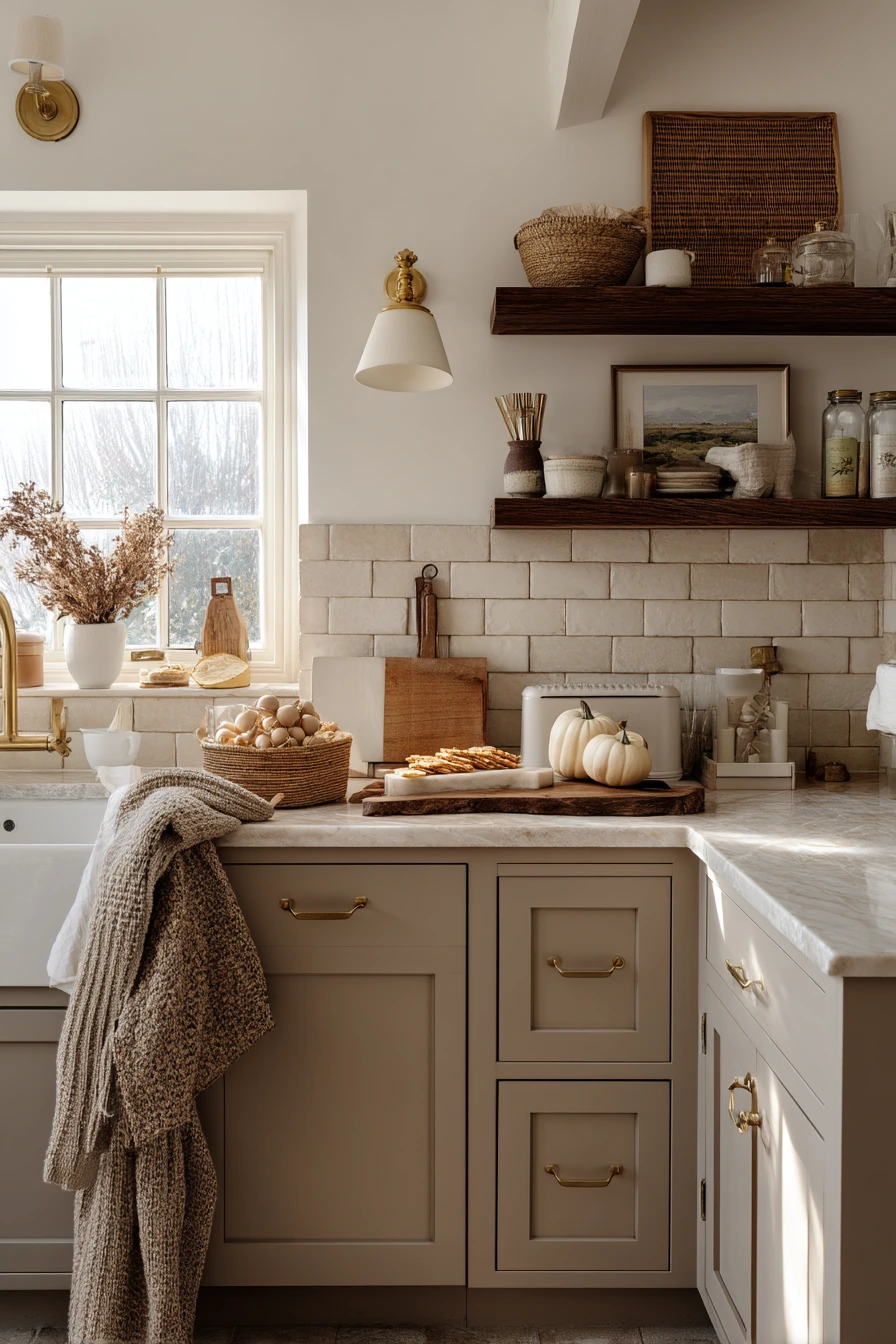 Taupe Kitchen with Seasonal Harvest Styling