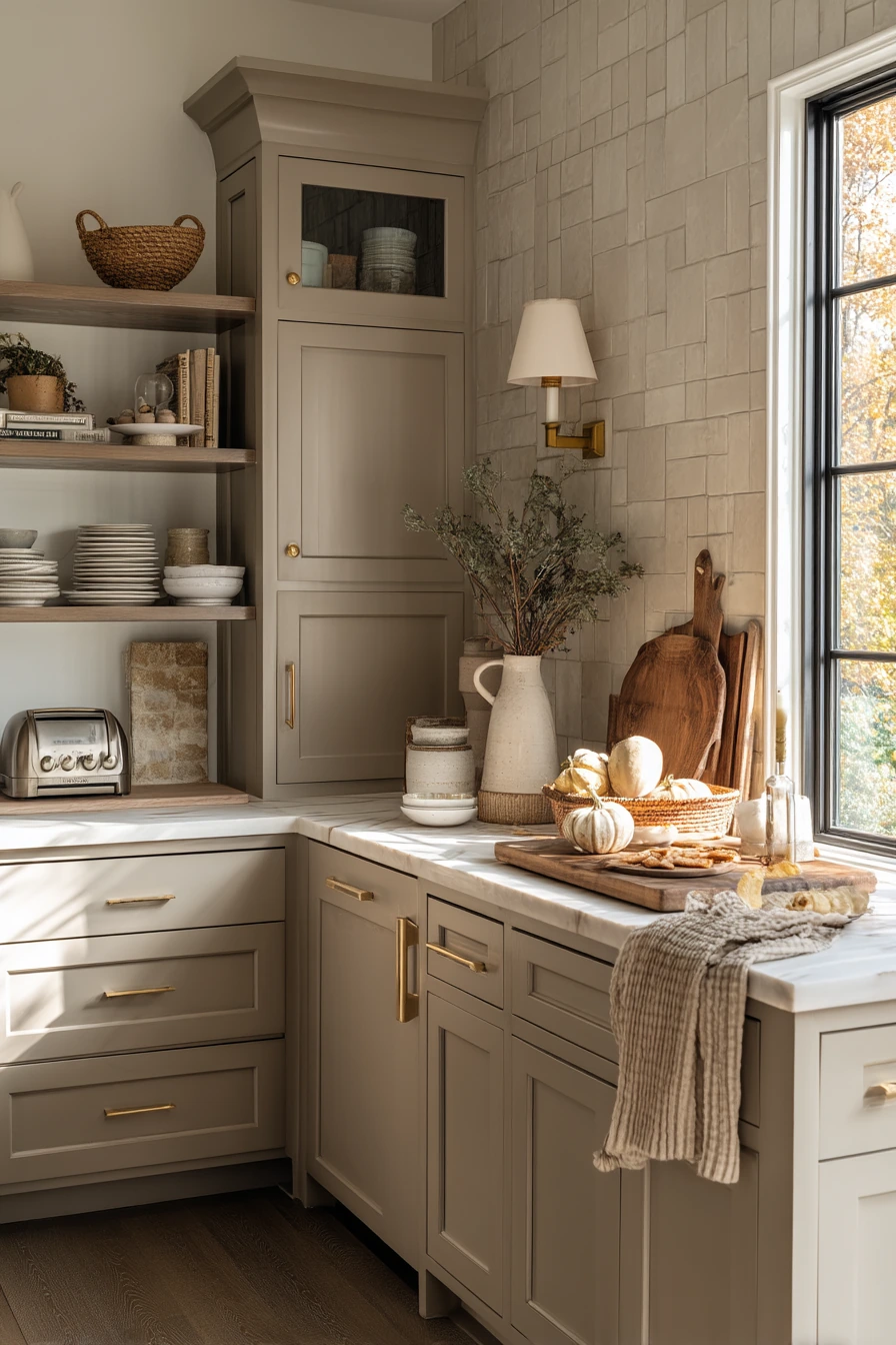 Taupe Kitchen with Seasonal Harvest Styling