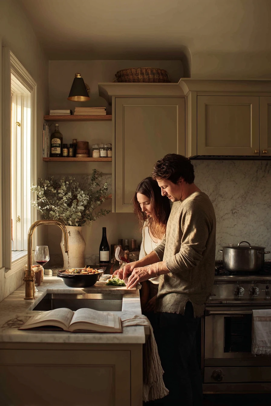 Taupe Kitchen for a Couple Who Loves Cooking