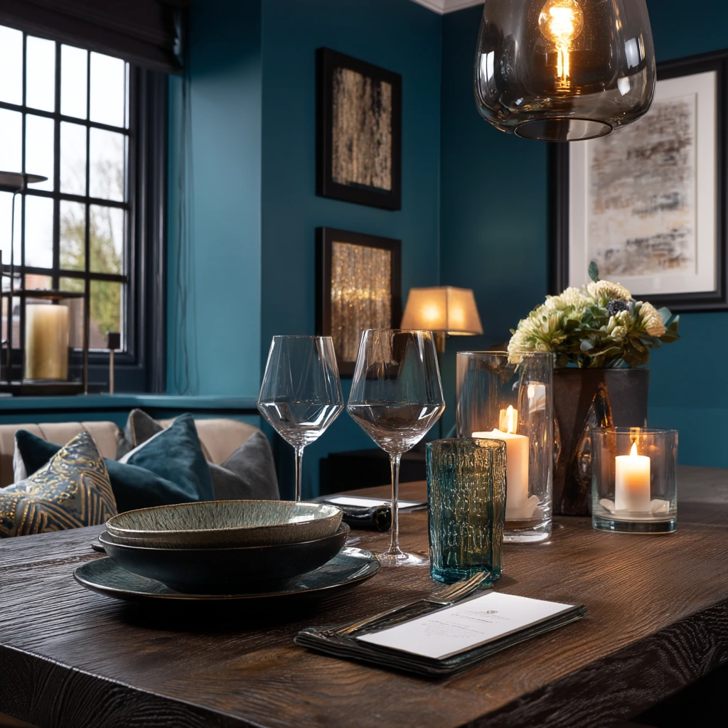 Moody Teal Dinner Hosting Setup