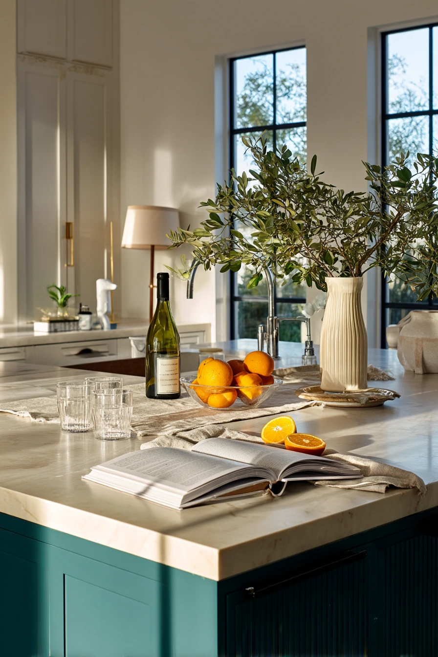 Teal Kitchen Island for Casual Entertaining