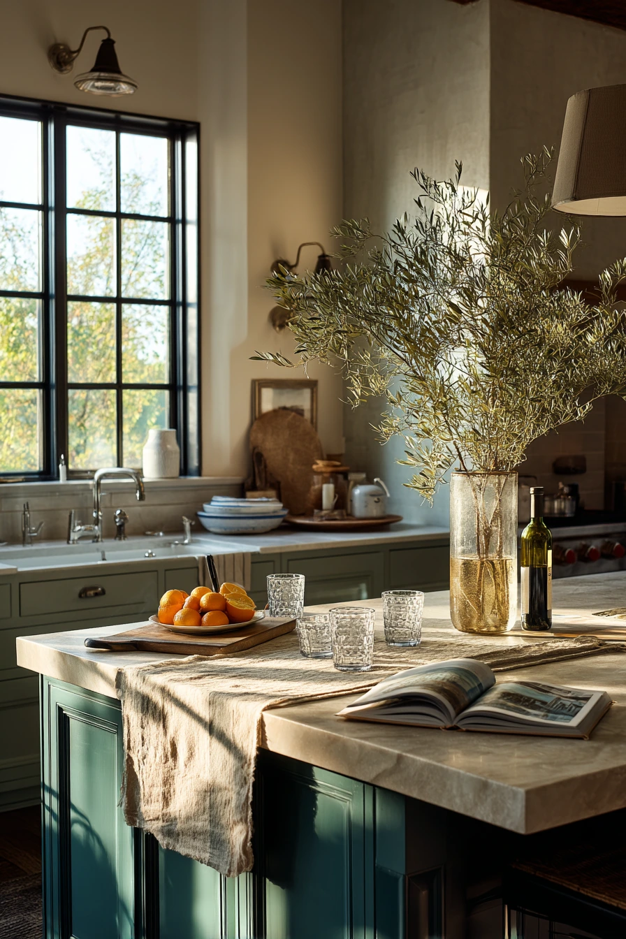 Teal Kitchen Island for Casual Entertaining