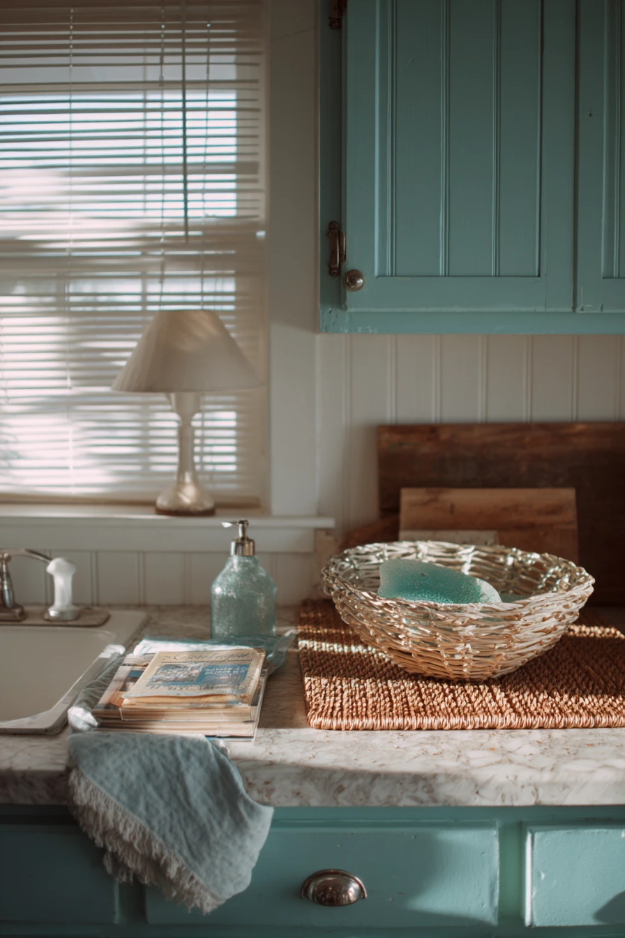Coastal Teal Kitchen With Everyday Texture