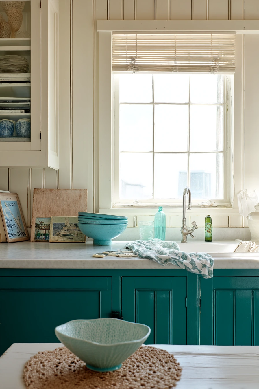 Coastal Teal Kitchen With Everyday Texture