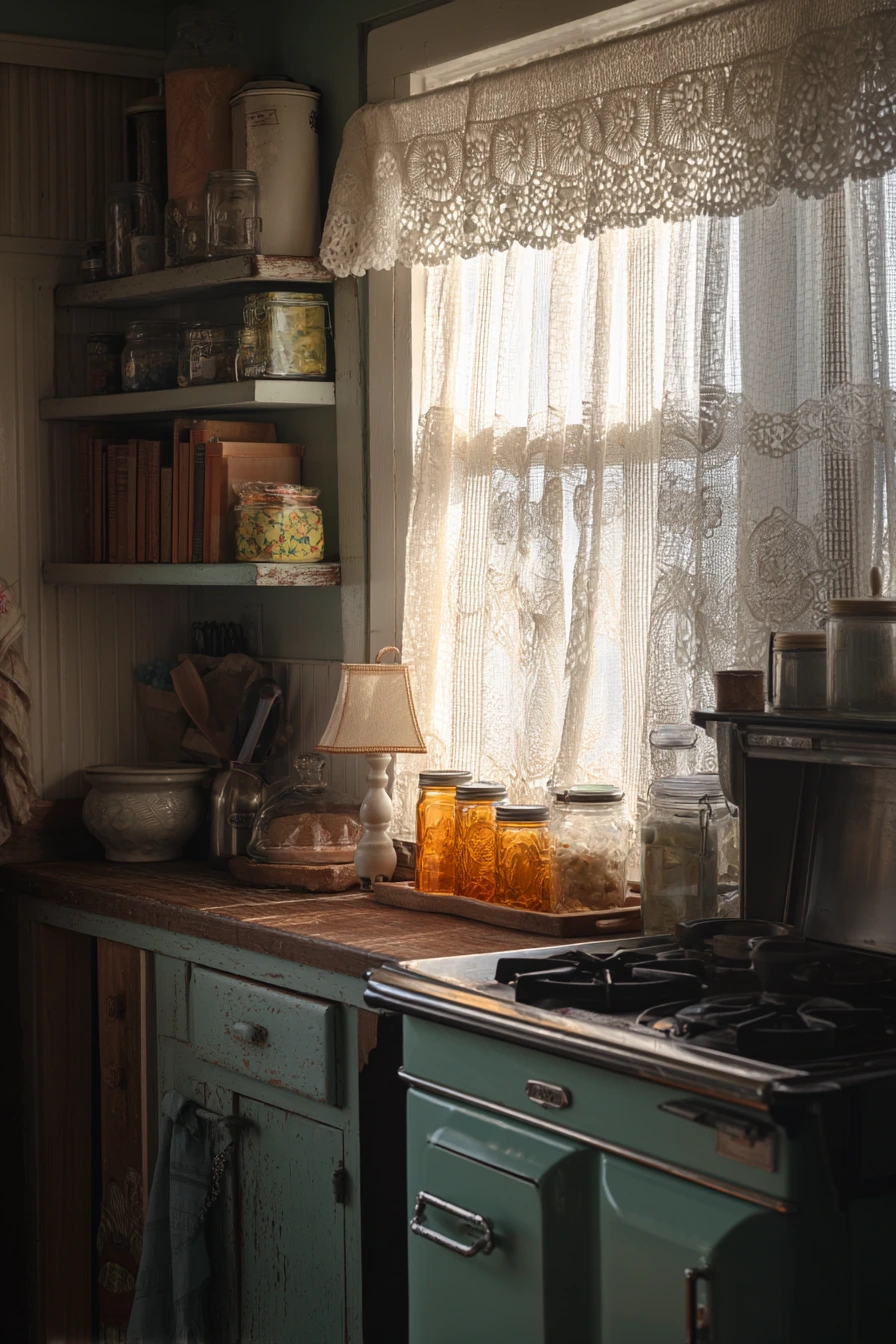 Vintage Teal Kitchen With Collected Details
