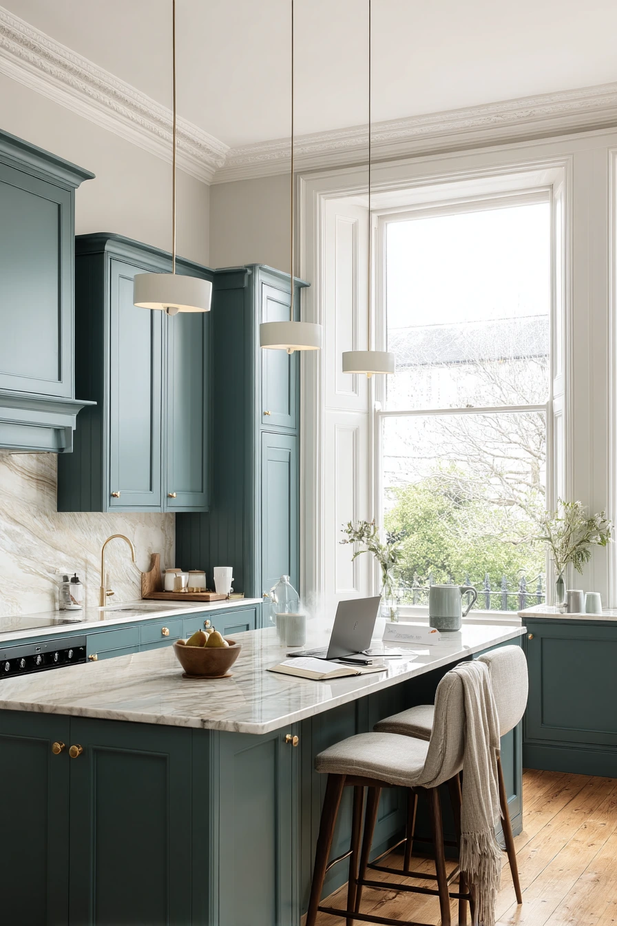 Modern Teal Kitchen With Quiet Luxury Touches
