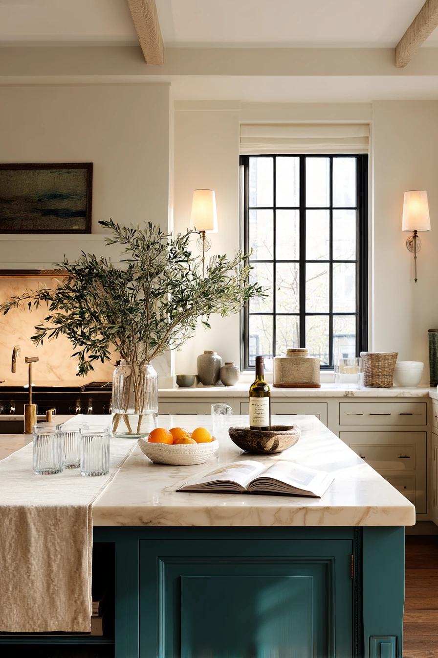 Teal Kitchen Island for Casual Entertaining