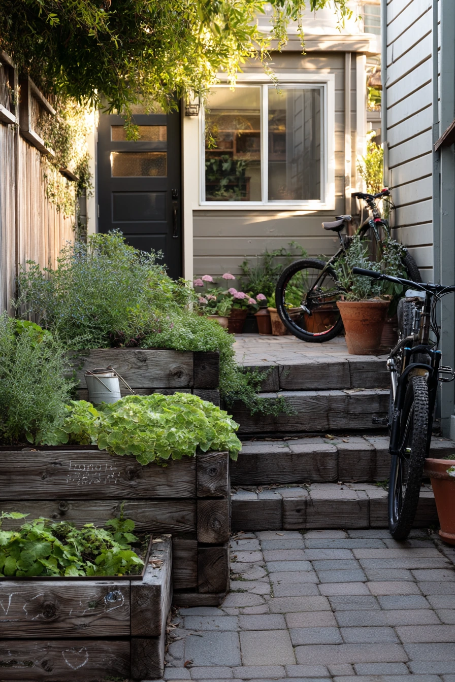 Small Backyard Tiered Beds for a Busy Family